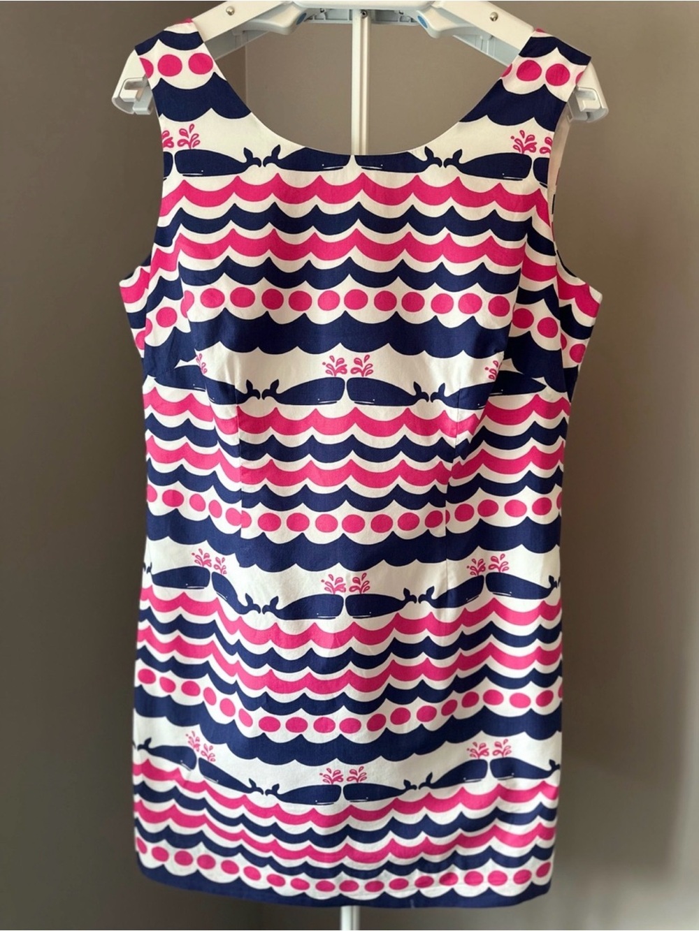 Lilly Pulitzer Delia Wales Tales Navy Pink White Patterned Midi Dress